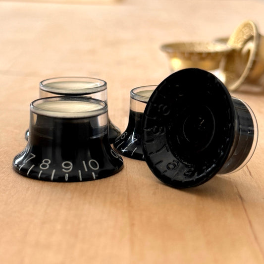 Vintage Reflektor-Knöpfe (Schwarz / Gold Kappe)