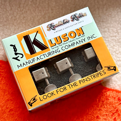 New Kluson Aged Relic Fender Kluson Vintage Tuners Single Line Kluson Machine Heads Relic Vintage Fender Pre-CBS Tuners Nickel Aged Stratocaster Telecaster