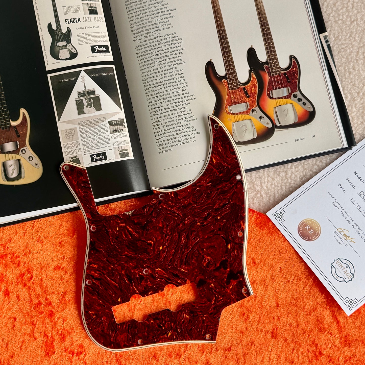 1960's Jazz Bass® Celluloid Nitrate Tortoise Shell Pickguard