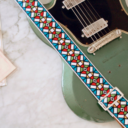 Blue 'Stained Glass' Guitar/Bass Hippie Strap — official supplier photo 1