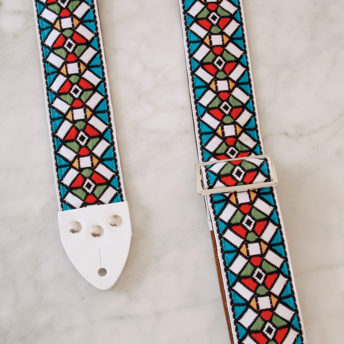 Blue 'Stained Glass' Guitar/Bass Hippie Strap — official supplier photo 2