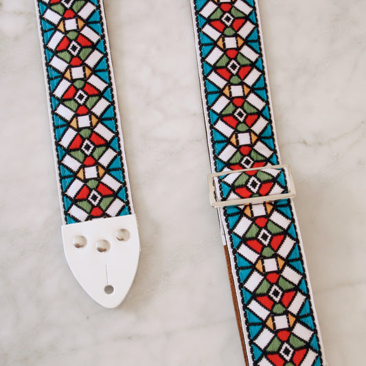 Blue 'Stained Glass' Guitar/Bass Hippie Strap — official supplier photo 2